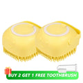 Escova de banho para cães com cerdas de borracha Pet Massage Shampoo Dispenser Escova de silicone macia Ferramenta de higiene para cães e gatos Chuveiro
