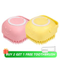 Escova de banho para cães com cerdas de borracha Pet Massage Shampoo Dispenser Escova de silicone macia Ferramenta de higiene para cães e gatos Chuveiro
