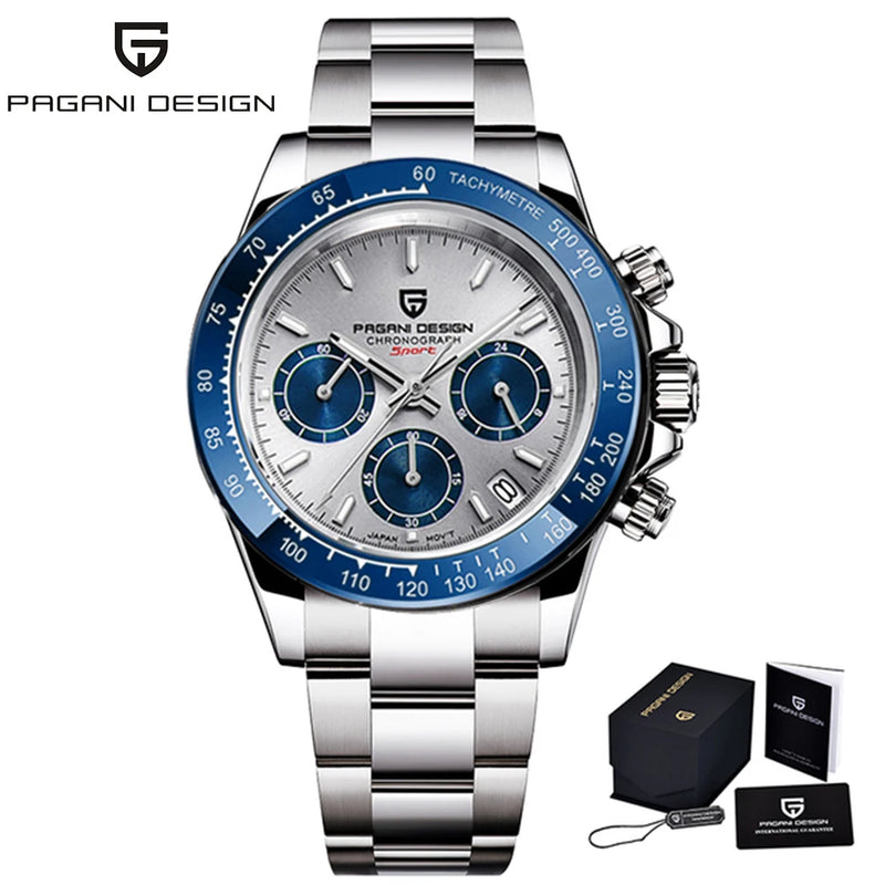 PAGANI DESIGN 40MM Chronograph Classic Luxury Men Quartz Watches Top Brand 10bar Diving Sapphire Glass Men Watches Chronograph