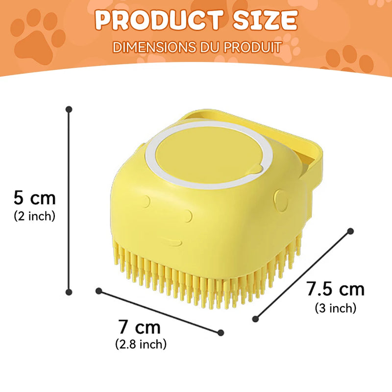 Escova de banho para cães com cerdas de borracha Pet Massage Shampoo Dispenser Escova de silicone macia Ferramenta de higiene para cães e gatos Chuveiro