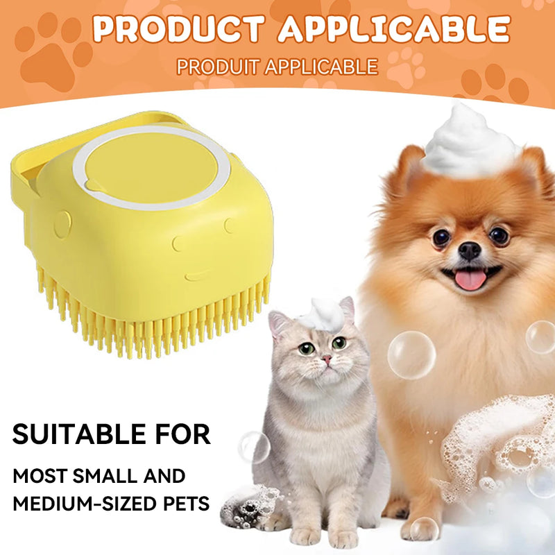 Escova de banho para cães com cerdas de borracha Pet Massage Shampoo Dispenser Escova de silicone macia Ferramenta de higiene para cães e gatos Chuveiro