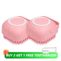 Escova de banho para cães com cerdas de borracha Pet Massage Shampoo Dispenser Escova de silicone macia Ferramenta de higiene para cães e gatos Chuveiro
